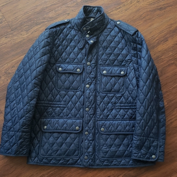 Burberry Mens Dark Blue Quiet Luxury Preppy Fall Quilted Puffer Jacket Size XXL - Picture 1 of 11
